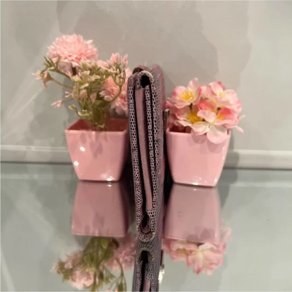 Salvatore Ferragamo Pink Lizard Skin Wallet